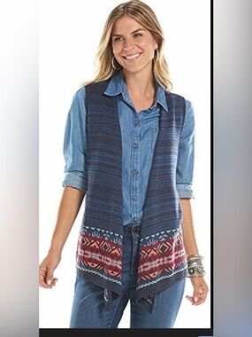 Chaps Women's Open-Front Sweater Vest Sz M